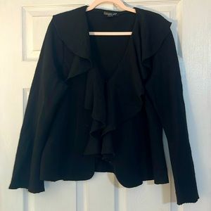 August Silk black ruffle jacket size Large